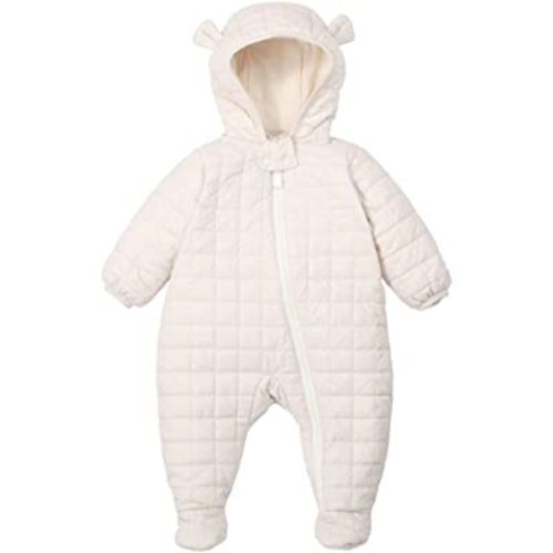DDY Baby Girl Boy Snowsuit 0-3 Months Down Jacket Hooded Romper Jumpsuit Infant Onesie Winter Outwear Grey