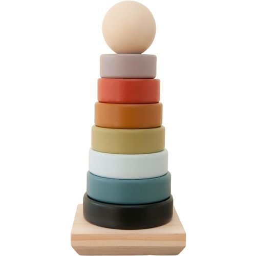 Neutral Rainbow Wooden Ring Stacker Toy | Montessori Stacking Rings for Toddlers | Educational & Developmental Sensory Toys Non-Toxic, Safe & | Designed in The USA