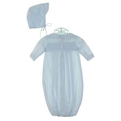 Petit Ami Boys Blue Smocked Newborn Gown and Hat Set