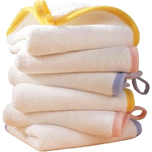 POLYTE Hypoallergenic Gentle Microfiber Baby Washcloth, 10 x 10 in, 6 Pack (White)