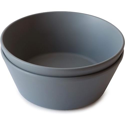 mushie Round Dinnerware Bowls for Kids | Made in Denmark, Set of 2 (Smoke)