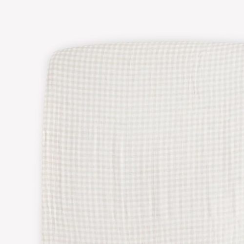 Cotton Muslin Crib Sheet - Tan Gingham