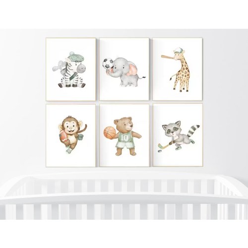 Sports nursery decor, Baby Animals Sport, Baby boy sports nursery, Safari nursery decor, football nursery, baseball nursery, golf nursery