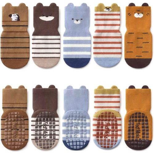 5 Pairs Baby Little Kids Anti-slip Socks Cotton non skid Ankle Socks Animals