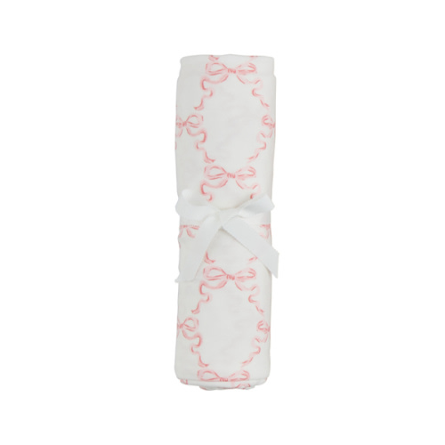 Bow Print Stretchy Swaddle | Soft Knit Blanket | Mud Pie