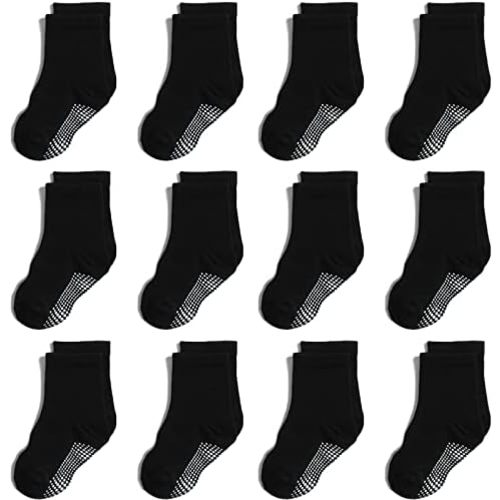 Non Slip Grip Ankle Baby Socks 12 Pack for Toddler Boys and Girls Kids,Infant Cute Cotton Baby Socks