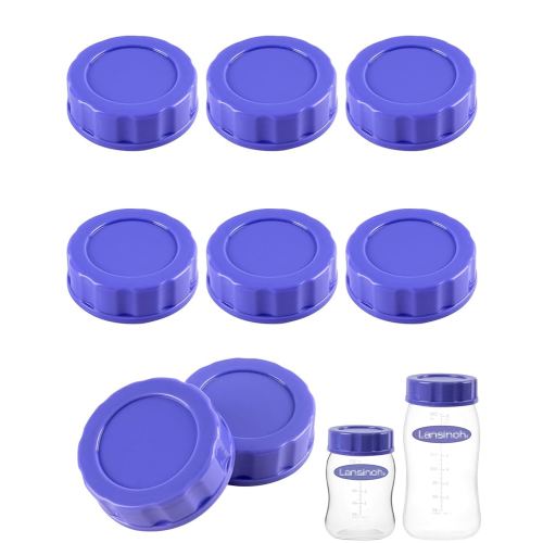 Baby Bottle Caps Compatible with Lansinoh Bottles, Travel and Storage Bottle Lids Replacement, 8 Count, Purple