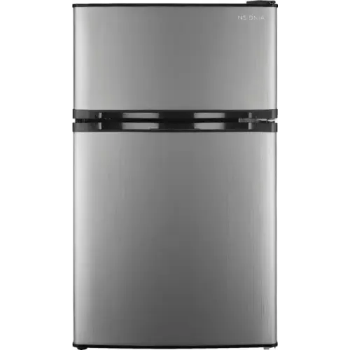 Insignia™ - 3.0 Cu. Ft. Mini Fridge with Top Freezer and ENERGY STAR Certification - Stainless steel