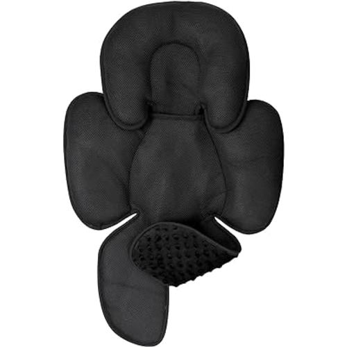 2-in-1 Baby Carseat Head Support, Infant Car Seat Insert for Newborn Girls Boys, Soft Baby Neck Support and Body Cushion for Car Seat, Stroller, Bouncer (Black)