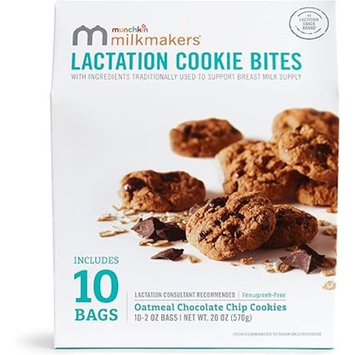 Munchkin Milkmakers Lactation Cookie Bites, Oatmeal Chocolate Chip, 10 Ct