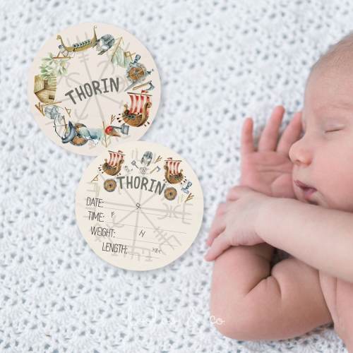 Viking newborn name sign, Nordic Pagan birth stats sign Viking Nursery decor, Norse Mythology Baby milestones, Fresh 48, New baby gift