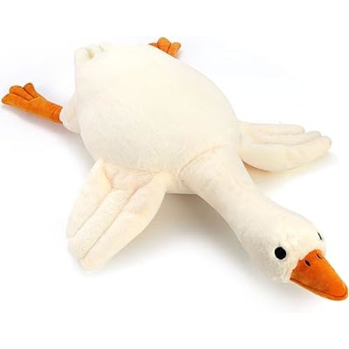 30" Goose Stuffed Animal Weighted Plush Toy 3.2Ibs White Swan Throw Soft Plush Sleeping Pillow Stuffed Animal Toys for Kids Gifts