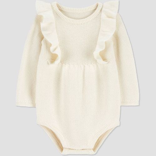Carter's Just One You® Baby Girls' Ruffle Sweater Bubble Romper - Cream