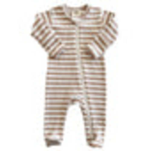 Tan Stripe / Organic Ribbed Zip Footie – SpearmintLOVE