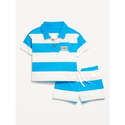 Printed Polo Shirt and Shorts Set for Baby