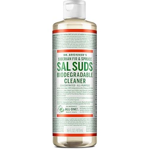Dr. Bronner's - Sal Suds Biodegradable Cleaner (16 oz) - All-Purpose Cleaner, Pine Cleaner for Floors, Laundry and Dishes, Concentrated, Cuts Grease and Dirt, Powerful Cleaner