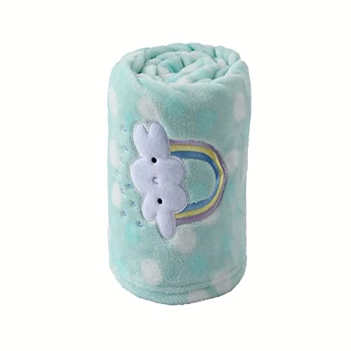 CREVENT 30"X40" Lightweight Fuzzy Fluffy Warm Plush Baby Blanket for Infant Toddler Newborn Unisex Crib Cot Stroller - Green Rainbow Unisex