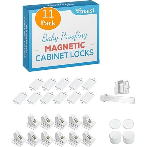 Vmaisi ChildProof Magnetic Cabinet Locks (11 Locks and 2 Keys)
