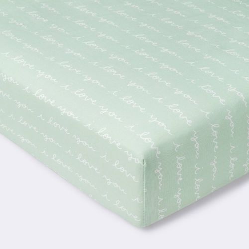 Fitted Crib Sheet I Love You Script - Cloud Island™ - Mint