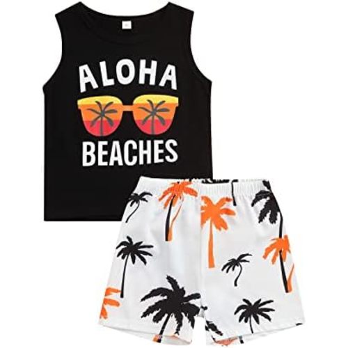 Toddler Boys Shorts Set Seaside Printed T-Shirt+Shorts 2Pcs Little Boy Outfits Summer Clothes Suit