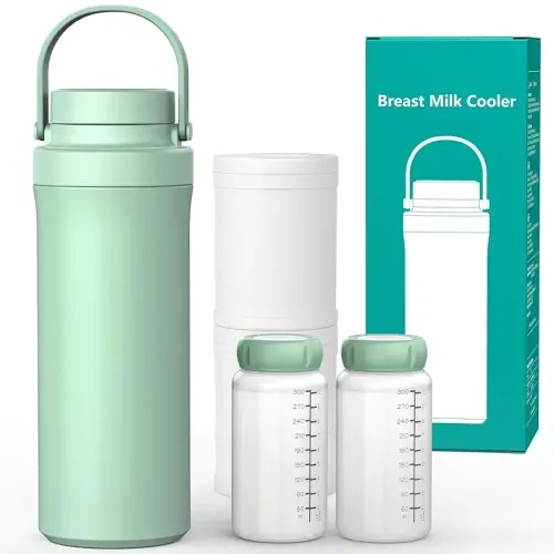 Xaproo 22oz Breast Milk Cooler Bottle, 360° Cooling Technology for 24 Hours, Larger Capacity Travel Breastmilk Chiller with 2pcs Baby Bottles, Portable Milk Cooler for Breastmilk, BPA-Free