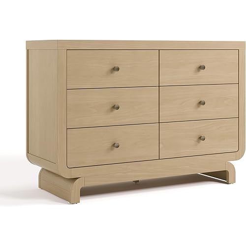 Storkcraft Santorini 6 Drawer Double Dresser (Driftwood) - GREENGUARD Gold Certified, Interlocking Drawer System, Dresser Drawer Organizer for Kids Bedroom
