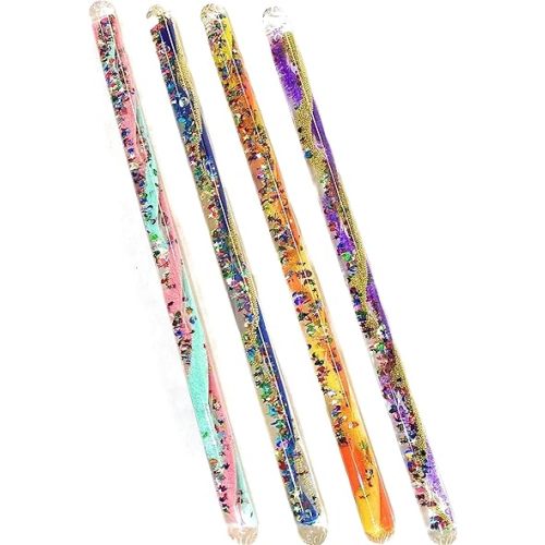 Star Magic Wand - Spiral Glitter Wand Wonder Wand Tube for Halloween Costume Accessory Princess Fairy Wizard Pretend Play 11" (4-Pack)