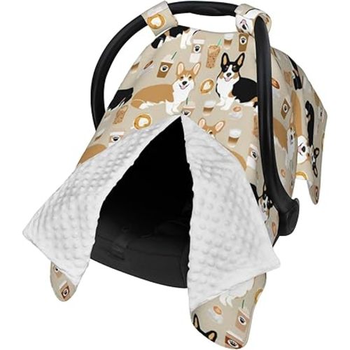 Corgi Gifts for Corgi Lovers Baby Car Seat Canopy Cover 39x27.5 Inches Multi Use Nursing Cover for Newborn Canopy Mom Nursing Breastfeeding Covers