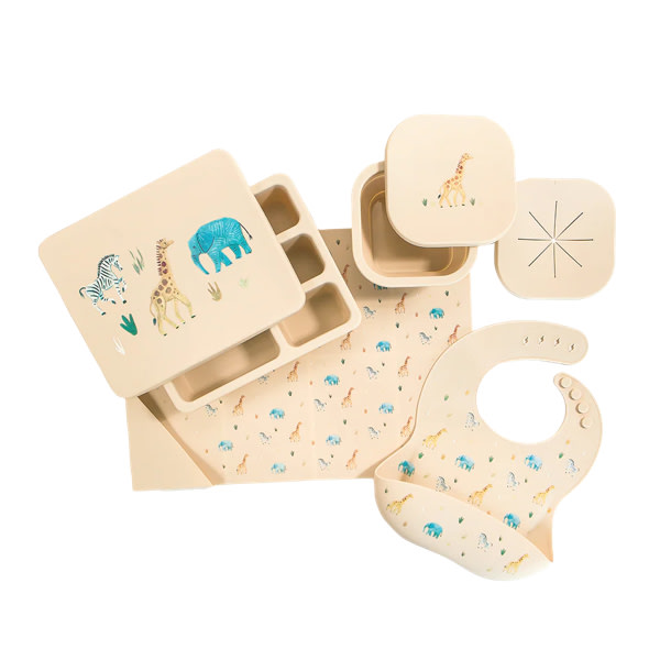 Silicone Mealtime Bundle Safari Warm Cream – Austin Baby Collection