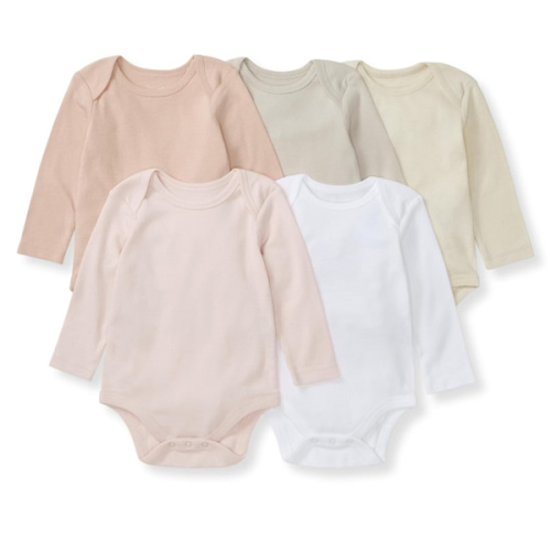 Burt's Bees Baby Unisex Organic Cotton Short and Long Sleeve Bodysuits, 5-Pack