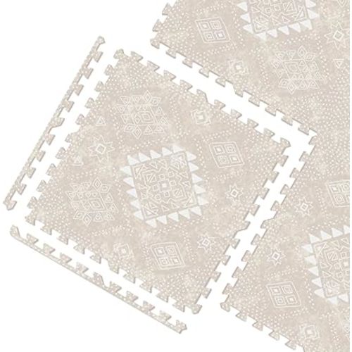 MOON WALKERS Stylish Boho Baby Play Mats for Floor, Play Mat for Babies and Toddlers, Non-Toxic, Soft, Thick, Tummy Time Mat for Crawling (Moon Mist, Extra Large 6x6ft | 9 Tiles)