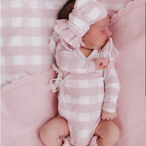 Kimono Onesie | Pink Gingham – Little and Fern
