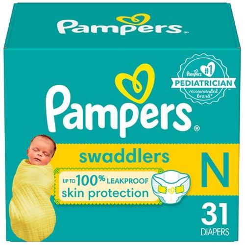 Pampers Disposable Baby Diapers No scent, Size N (Up to 10 lbs)