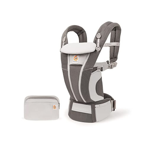 Ergobaby Omni Breeze All Carry Positions Breathable Mesh Baby Carrier with Enhanced Lumbar Support & Airflow (7-45 Lb), Mosaic Grey