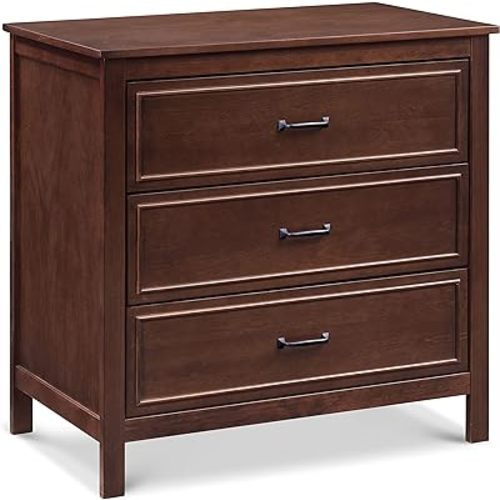DaVinci Charlie 3 Drawer Dresser - GREENGUARD Gold Certified Small Dresser w/Drawers Chest for Nursery - Bedside Nightstand - Wooden Cabinet for Bedroom, Living Room, Closet - Easy Assembly, Espresso