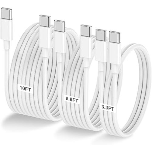 LOFPYE 3-Pack [3.3FT+6.6FT+10FT] 60W USB C to USB C Cable, Type C to Type C Cable,Fast Charging Cable for iPhone 17 16 15 Pro Plus Pro Max Air，for Galaxy S25, for iPad, for MacBook and More