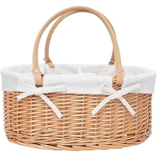 Handwoven Wicker Diaper Caddy Organizer, Multi - functional Baby Diaper Bag for Nursery & Home Storage, Detachable Lining, PU Handles, Baby Registry Must Haves (Wicker)