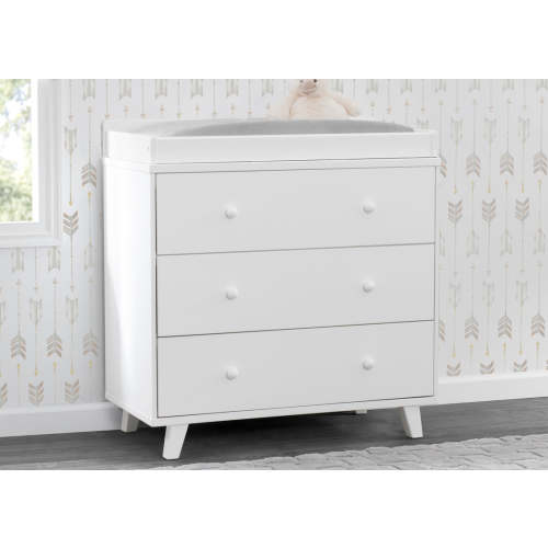 Ava 3 Drawer Dresser with Changing Top and Interlocking Drawers | Delta Children