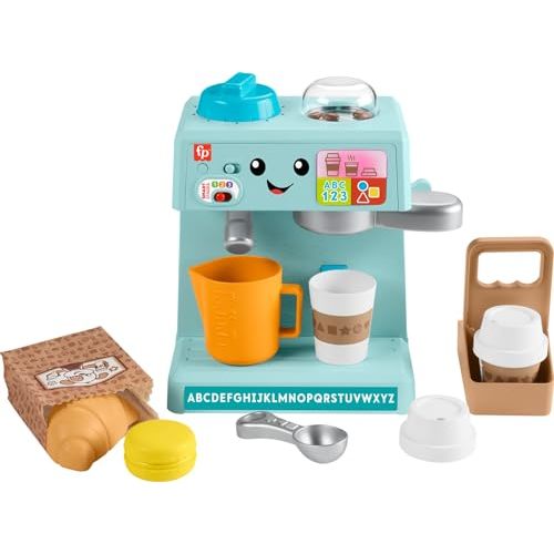 Fisher-Price Toddler Toy Laugh & Learn Coffee Caf Musical Playset with Educational Songs & 10 Pretend Play Pieces for Kids Ages 18+ Months