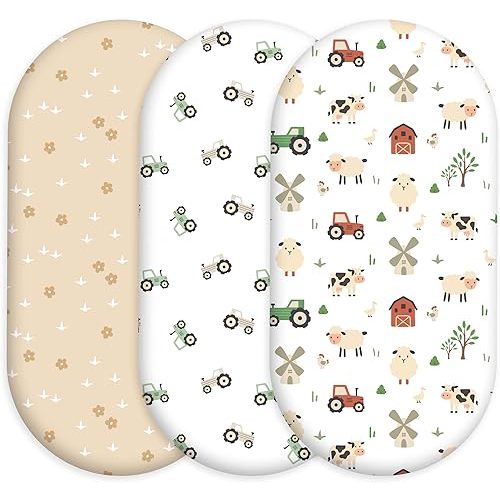 CIVARUA KIDS Baby Bassinet Sheets Girl Boy, 3 Pack Fitted Bassinet Sheet