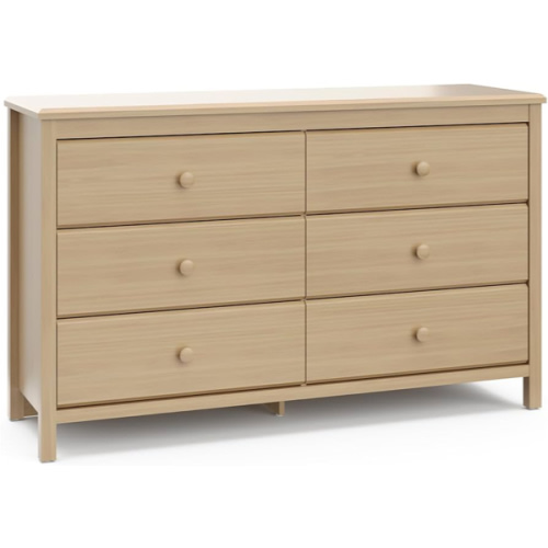 Storkcraft Alpine 6 Drawer Double Dresser (Driftwood) – GREENGUARD Gold Certified Nursery Essential, Kids Storage Chest, Bedroom Organizer, Modern, Easy-to-Match Design