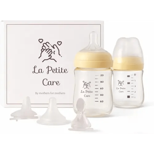 Glass Baby Bottles Anti Colic Set 2 Pack 3oz and 6oz BPA Free Heat Resistant Borosilicate Glass with 3 Silicone Nipples Wide Neck Gift Box Baby Shower Easy to Sterilize for Newborn 0-9 Months