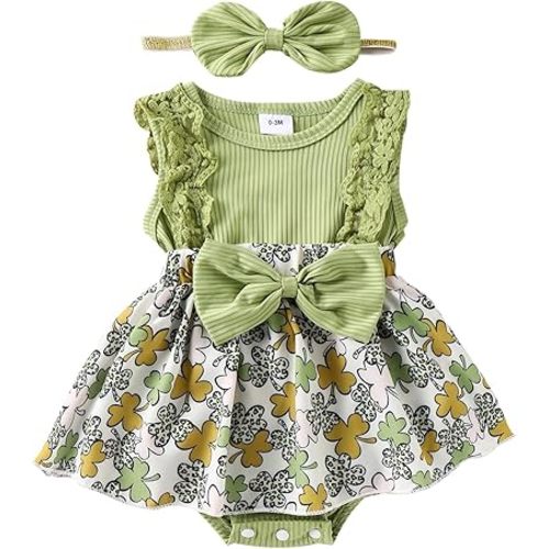 Baby Girl Clothes Newborn Romper Dress Infant Lace Ruffle Sleeveless Summer Outfits with Headband 0-12 Months