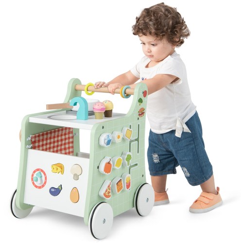 Costway 6-in-1 Baby Push Walker Wooden Strollers Learning Activity - See Details