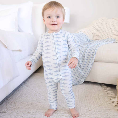 Fins Up Bamboo Waffle Convertible Zip Romper