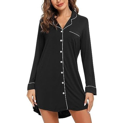 Leikar Maternity Nightgown For Women Nursing Pajamas Long Sleeve Sleepshirt