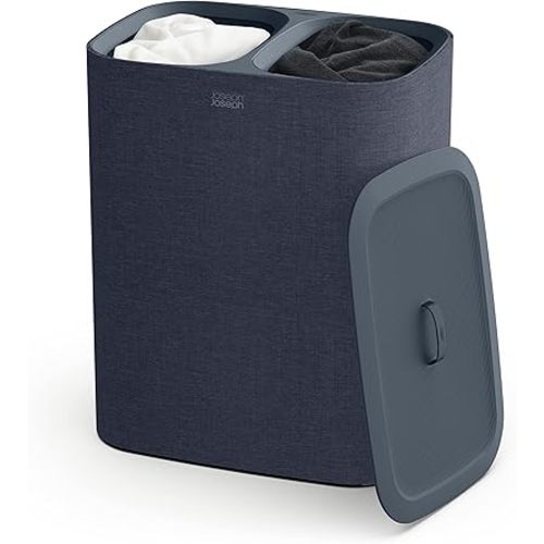 Joseph Joseph Tota 90 liter/23.8 gallon Laundry Hamper Separation Basket with lid, 2 Removable Washing Bags with Handles - Black