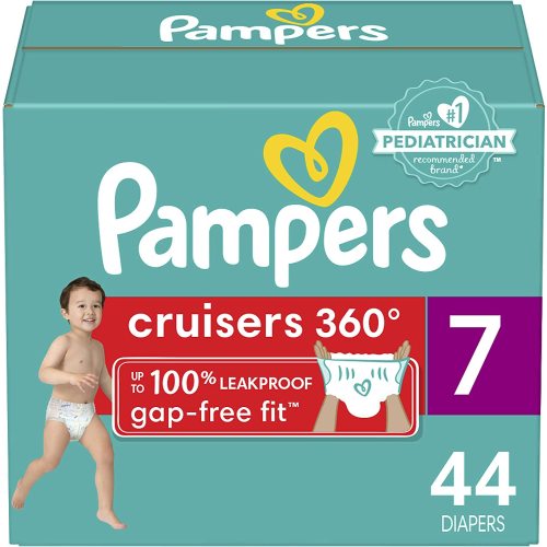 Diapers Size 7, 44 Count - Pampers Pull On Cruisers 360 Fit Disposable Baby Diapers with Stretchy Waistband, Super Pack (Packaging May Vary)