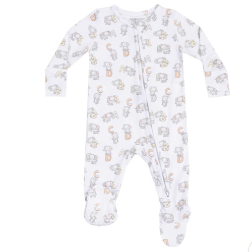 2 Way Zipper Footie - Vintage Elephant ABC – Angel Dear