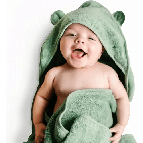 Natemia Hooded Baby Bath Towel - 100% Organic Cotton Baby Towels for Newborns, Toddlers, Boys, Girls - Soft Absorbent 450 GSM - Gentle on Sensitive Skin - Baby Shower Registry Gift (35" x 35")